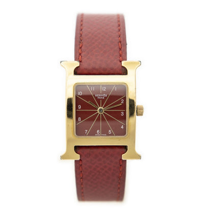 Hermes Heure Watch Red Courchevelleather