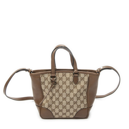 Gucci Small Bree Tote Bag Beige Brown GG Canvas