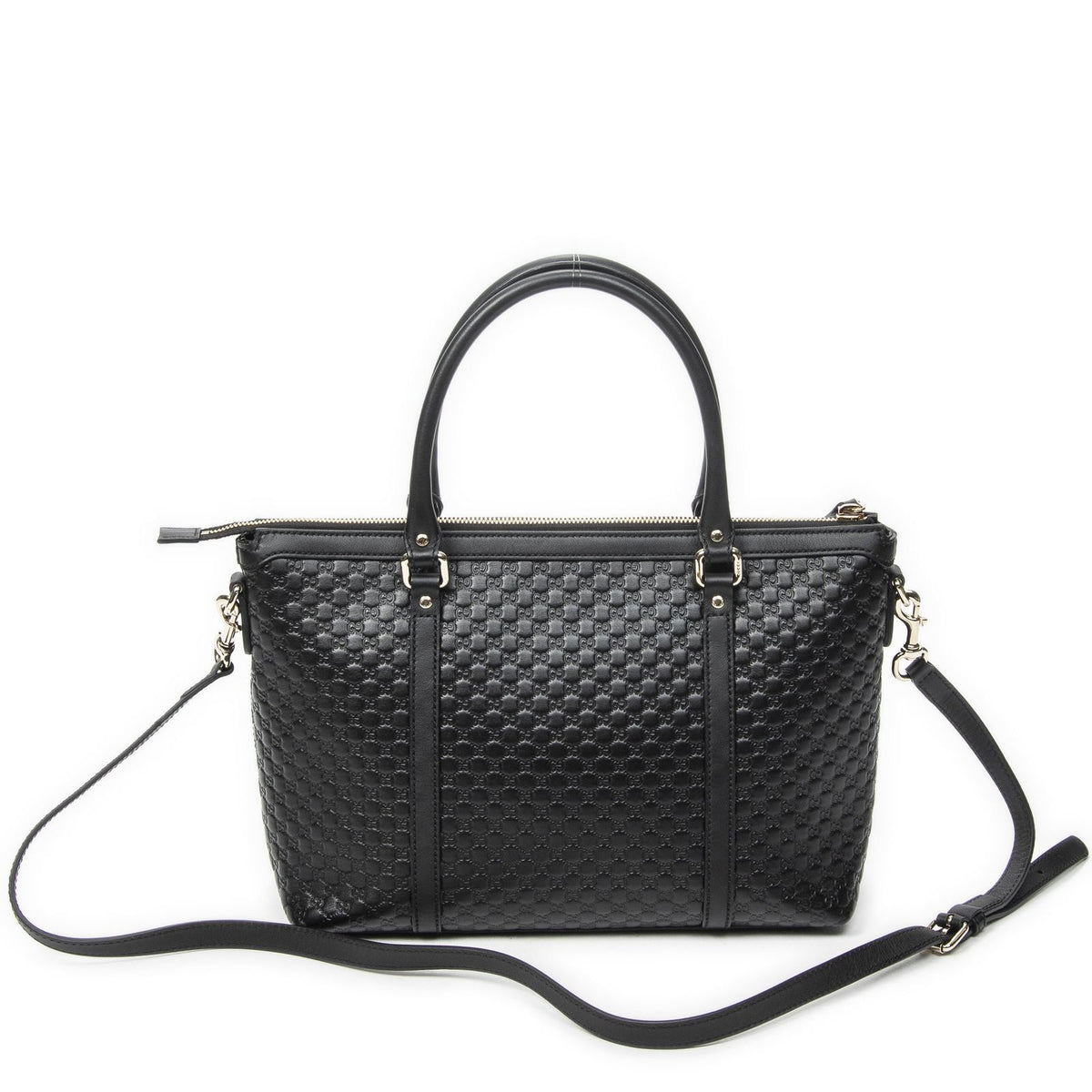 Gucci Convertible Satchel Black Micro Guccissima Leather — view 5
