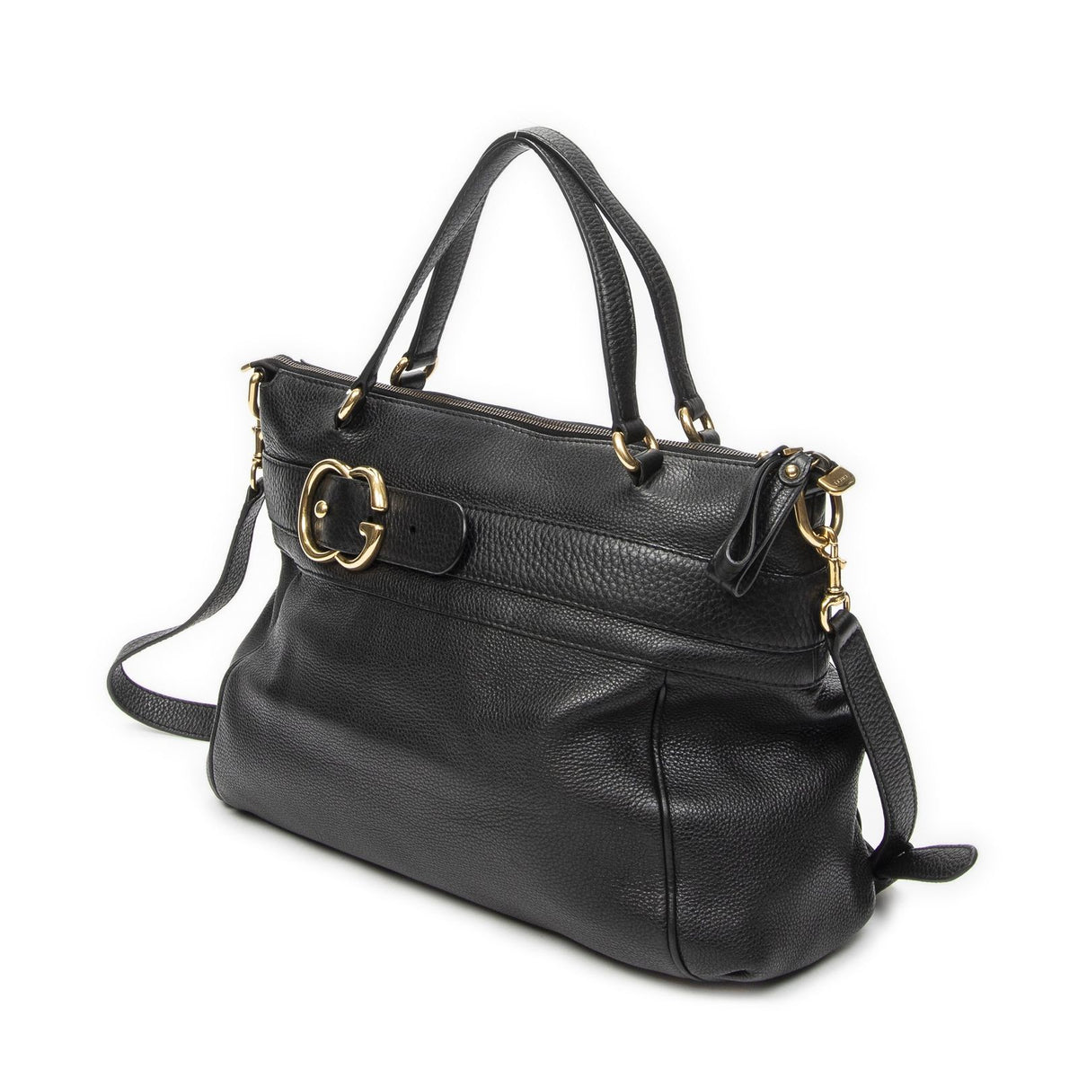 Gucci GG Ride Top Handle Black Gray Calfskin Leather — view 2