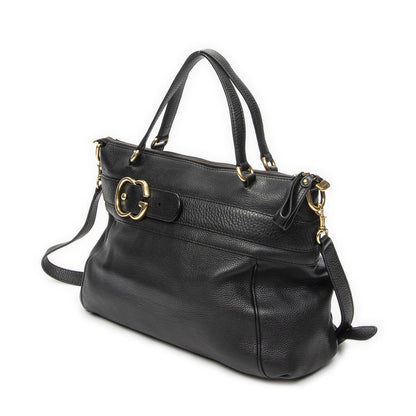 Gucci GG Ride Top Handle Black Gray Calfskin Leather — view 2