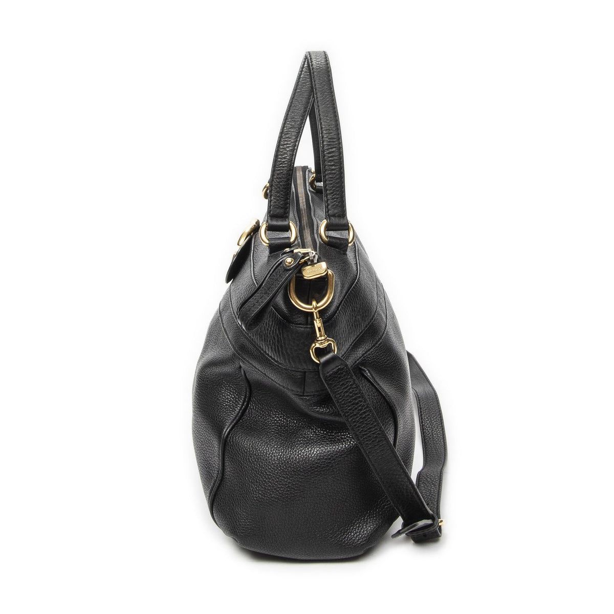 Gucci GG Ride Top Handle Black Gray Calfskin Leather — view 3