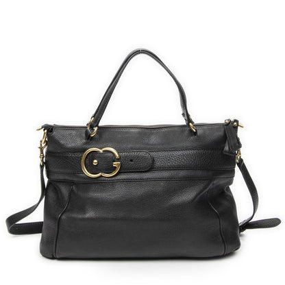 Gucci GG Ride Top Handle Black Gray Calfskin Leather