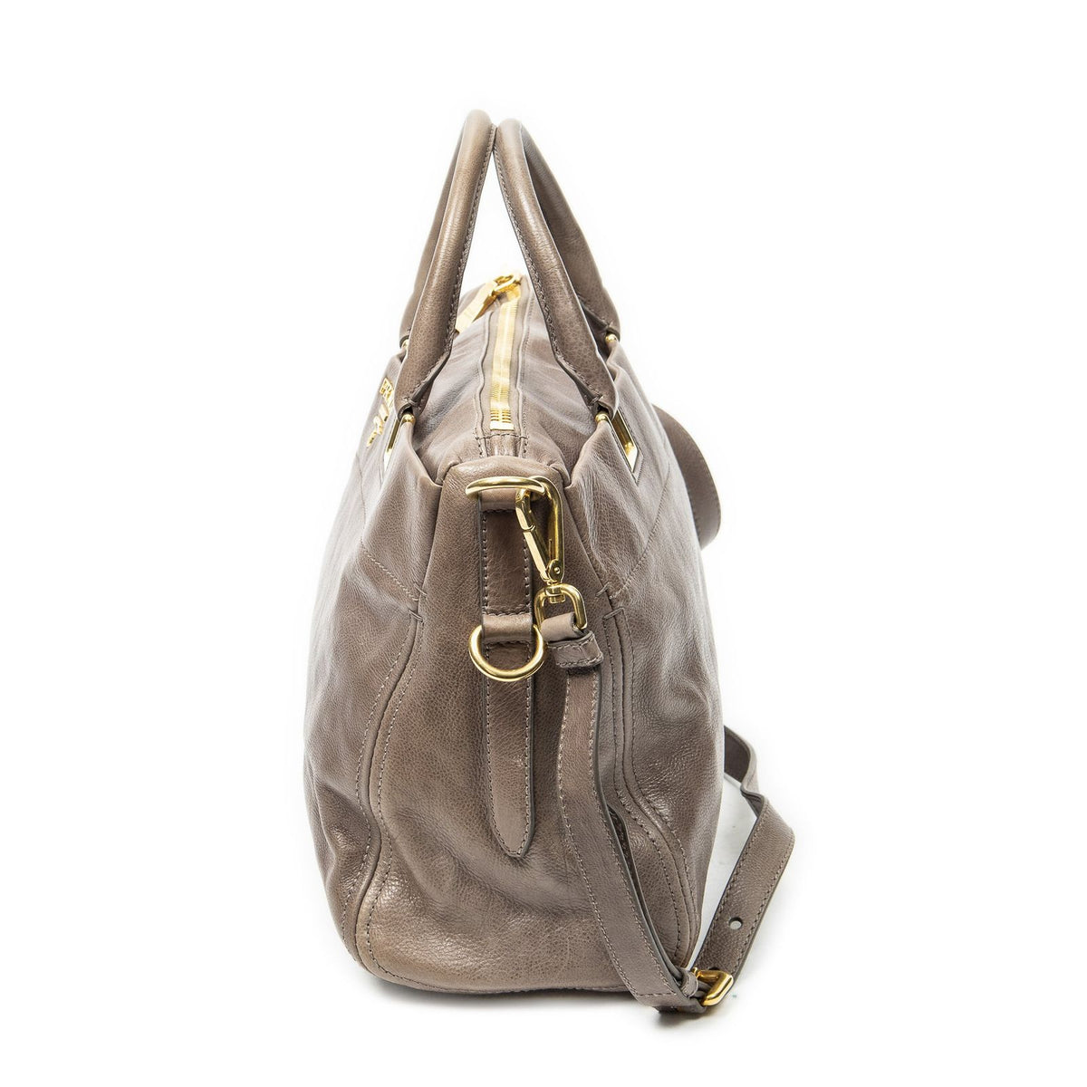 Prada Slip Pocket Soft Boston Light Brown Vitello Luxe Messenger Bag — view 3