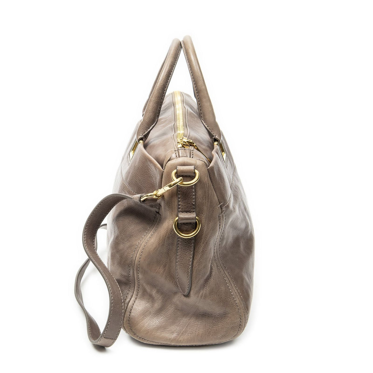 Prada Slip Pocket Soft Boston Light Brown Vitello Luxe Messenger Bag — view 4