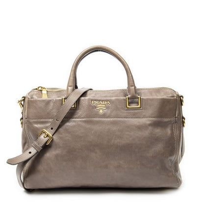 Prada Slip Pocket Soft Boston Light Brown Vitello Luxe Messenger Bag