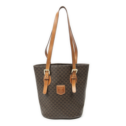 Celine Vintage Bucket Tote Bag Brown Macadam Canvas