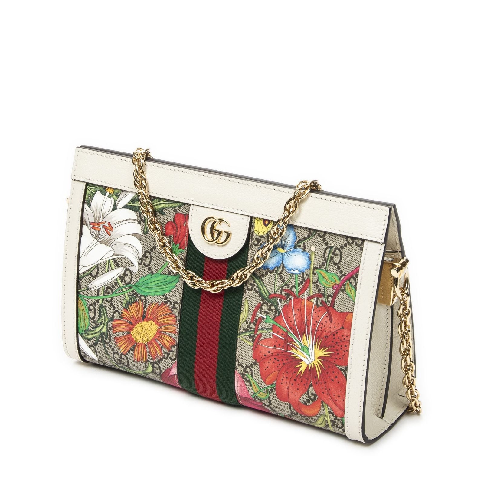 Gucci Small GG Ophidia Beige Ivory Floral Print Supreme Canvas Messenger Bag — view 2