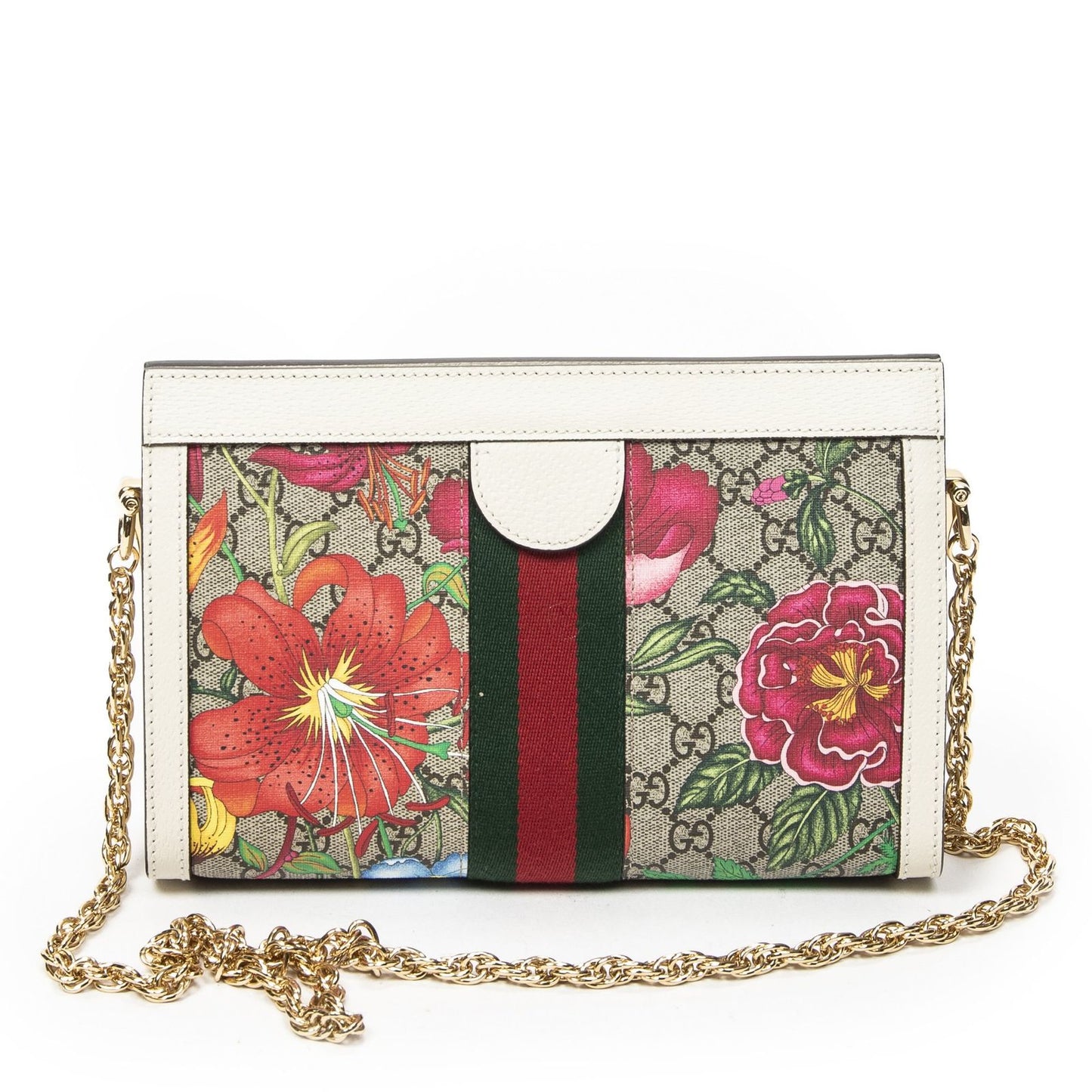 Gucci Small GG Ophidia Beige Ivory Floral Print Supreme Canvas Messenger Bag — view 5