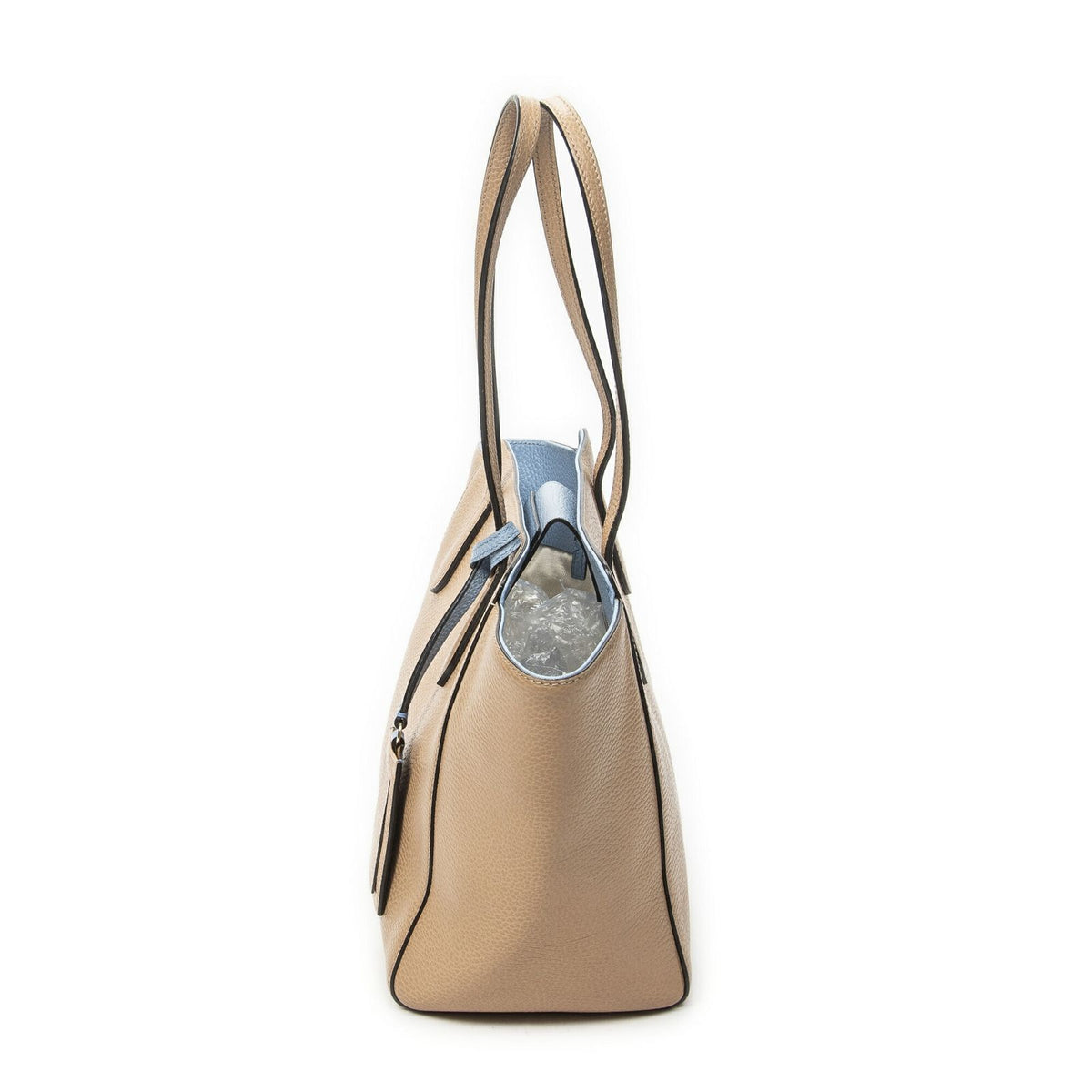 Gucci Small Swing Tote Bag Beige Light Blue Gray Calfskin Leather — view 3
