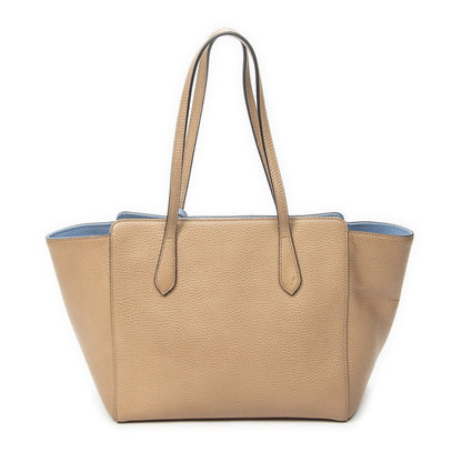 Gucci Small Swing Tote Bag Beige Light Blue Gray Calfskin Leather — view 5