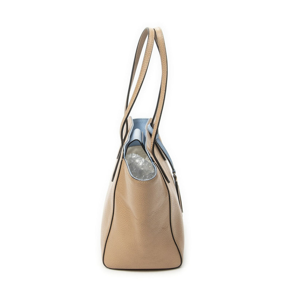 Gucci Small Swing Tote Bag Beige Light Blue Gray Calfskin Leather — view 4