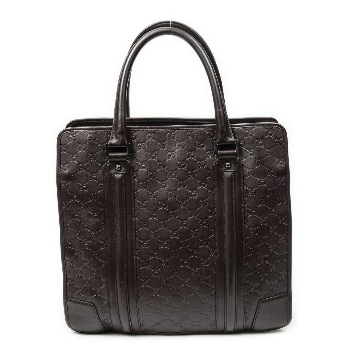 Gucci Large Document Tote Bag Dark Brown Guccissima — view 5