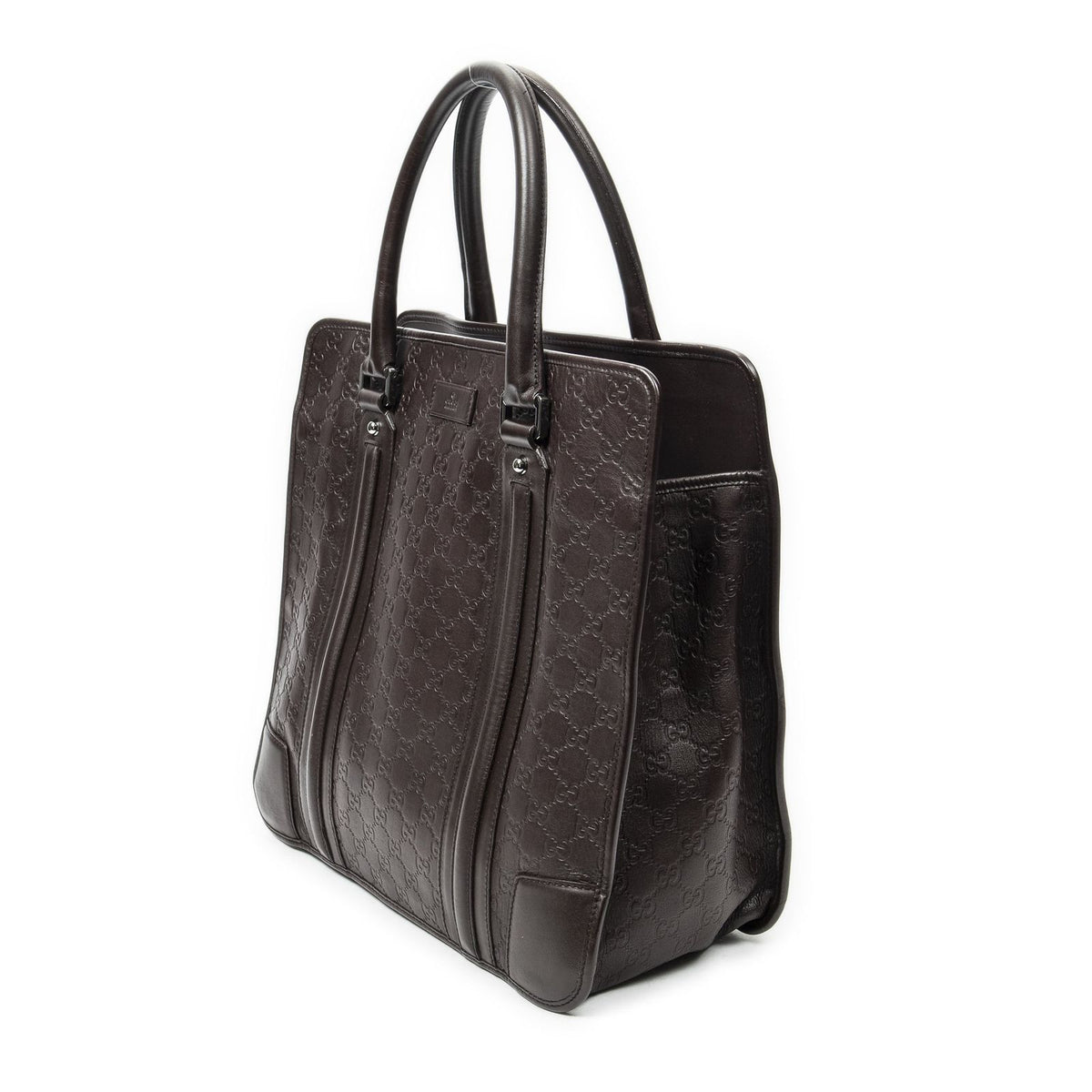 Gucci Large Document Tote Bag Dark Brown Guccissima — view 2
