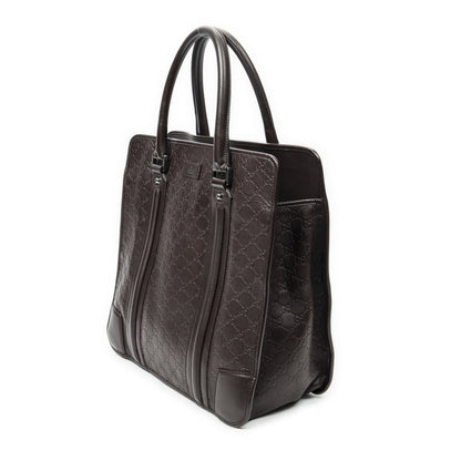 Gucci Large Document Tote Bag Dark Brown Guccissima — view 2