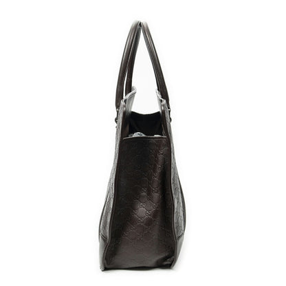 Gucci Large Document Tote Bag Dark Brown Guccissima — view 3