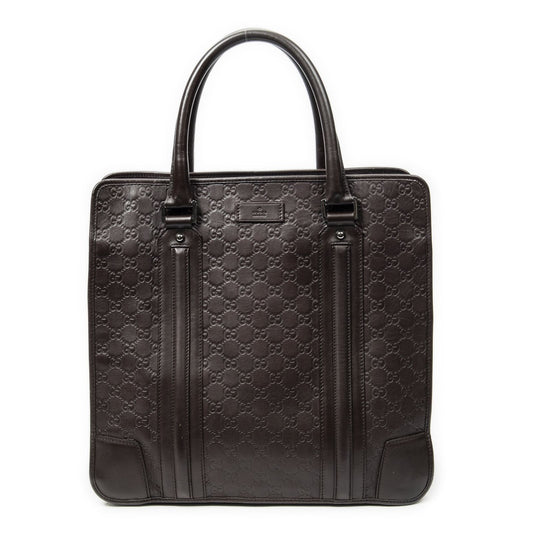 Gucci Large Document Tote Bag Dark Brown Guccissima