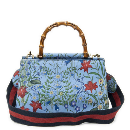 Gucci Medium Nymphaea Top Handle Blue Floral Print Leather — view 5