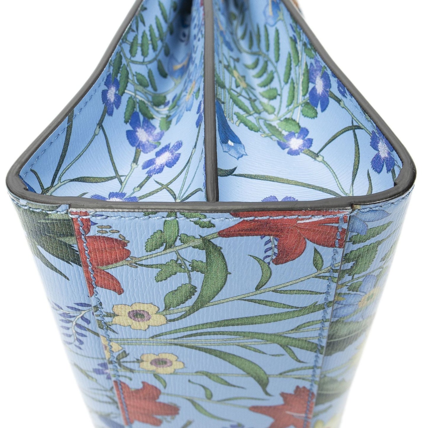 Gucci Medium Nymphaea Top Handle Blue Floral Print Leather — view 7