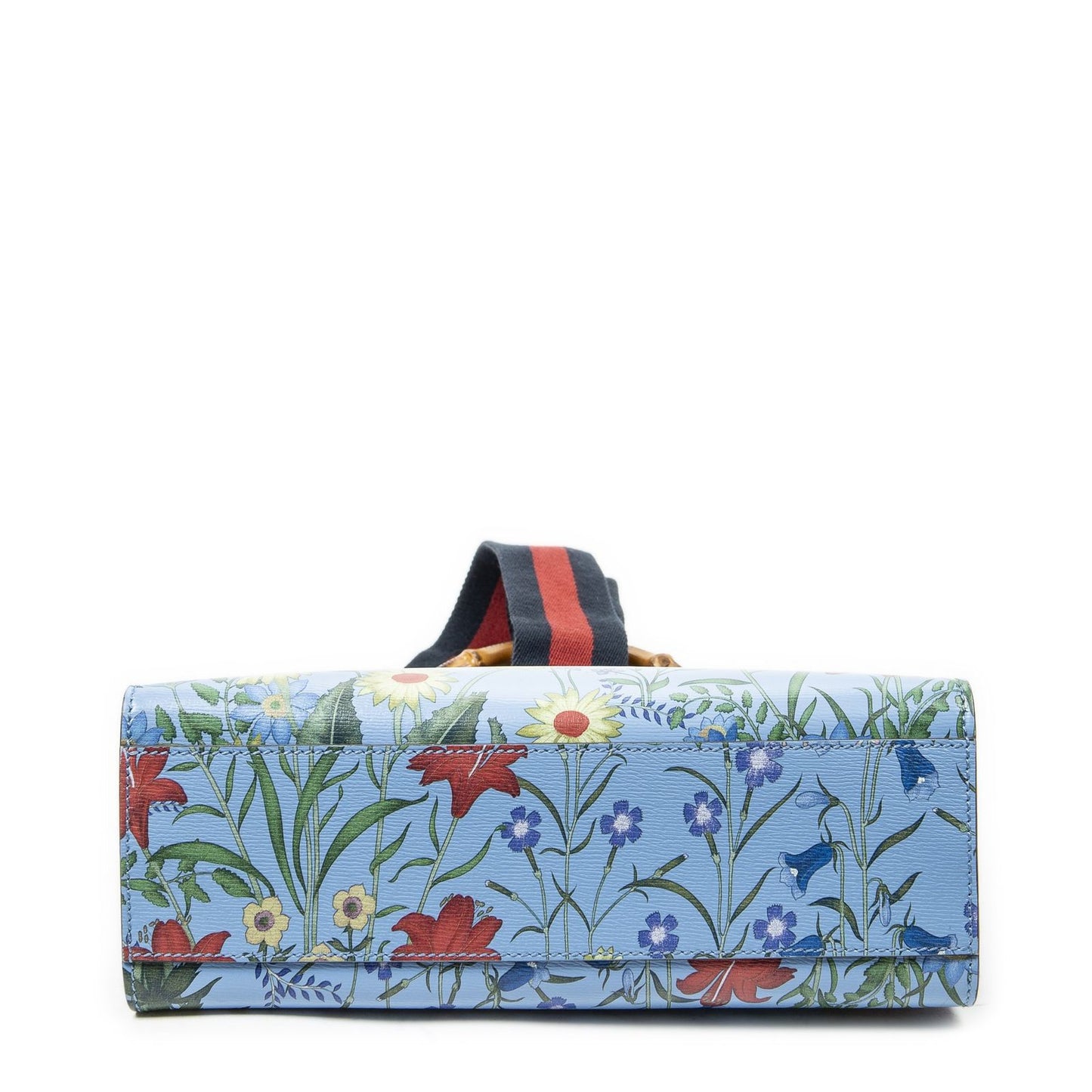 Gucci Medium Nymphaea Top Handle Blue Floral Print Leather — view 6