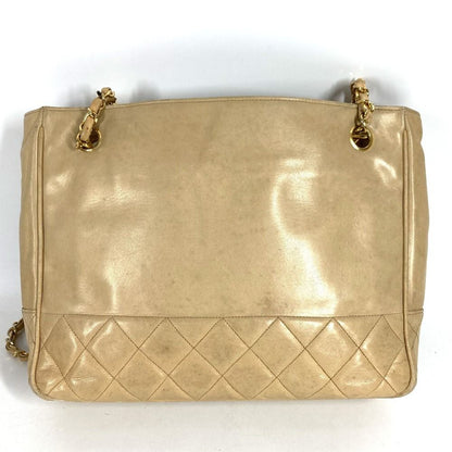 Chanel Shoulder Bag Quilted CC Logo Leather Beige — view 4
