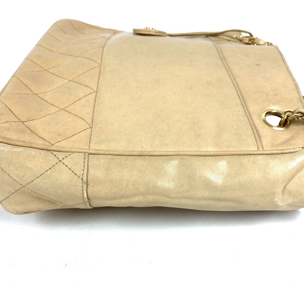 Chanel Shoulder Bag Quilted CC Logo Leather Beige — view 3