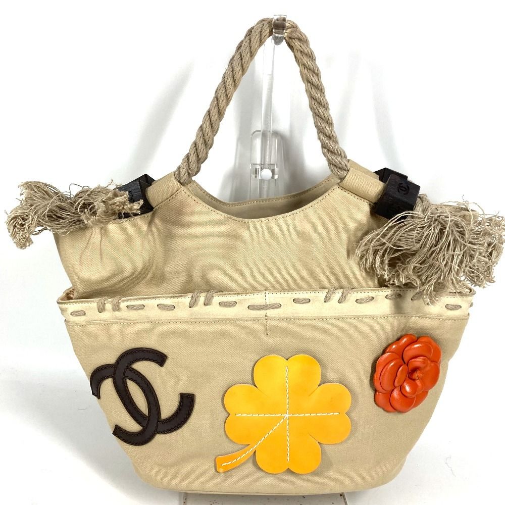 Chanel Handbag CC Logo Jumbo Canvas Beige
