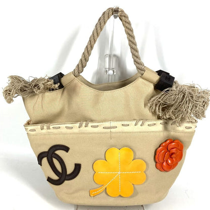 Chanel Handbag CC Logo Jumbo Canvas Beige