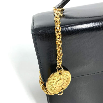 Versace Handbag Sunburst Logo Vanity Bag Leather Black — view 6