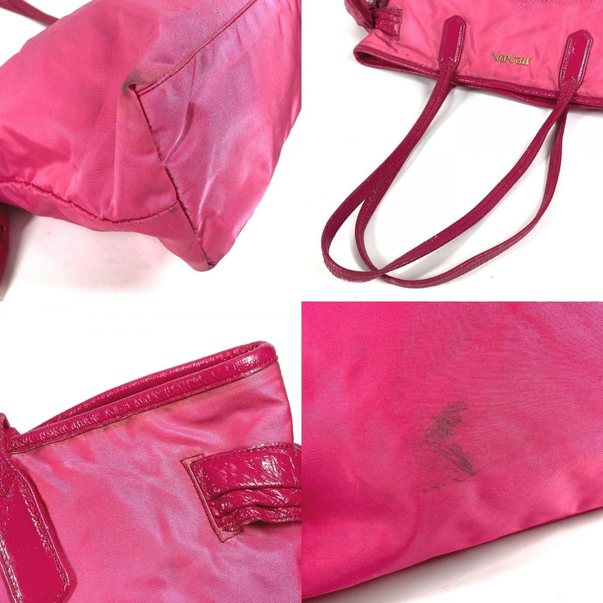 Prada Shoulder Bag Logo Ribbon Nylon Pink — view 7