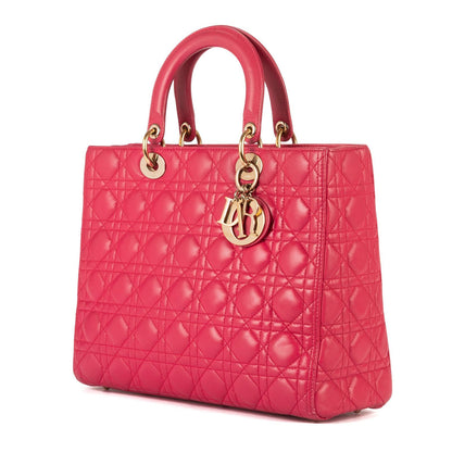 Dior Lady Dior Pink Cannage Leather Handbag — view 2