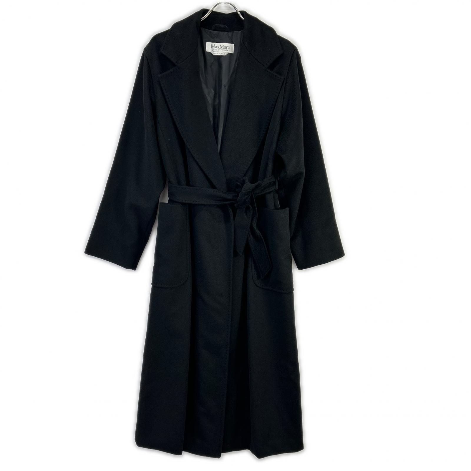 Max Mara Black Cashmere Long Coat 42