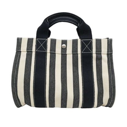 Hermes Cannes PM Black Canvas Silver Tote Bag