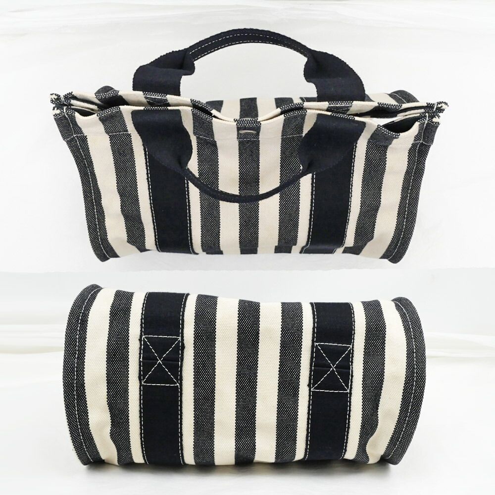 Hermes Cannes PM Black Canvas Silver Tote Bag — view 4
