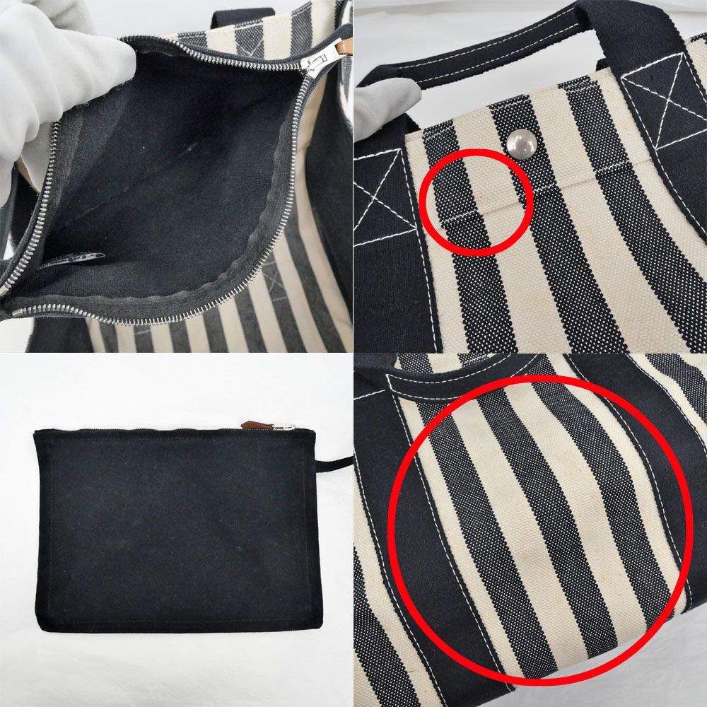 Hermes Cannes PM Black Canvas Silver Tote Bag — view 6
