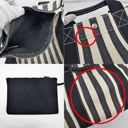 Hermes Cannes PM Black Canvas Silver Tote Bag — view 6