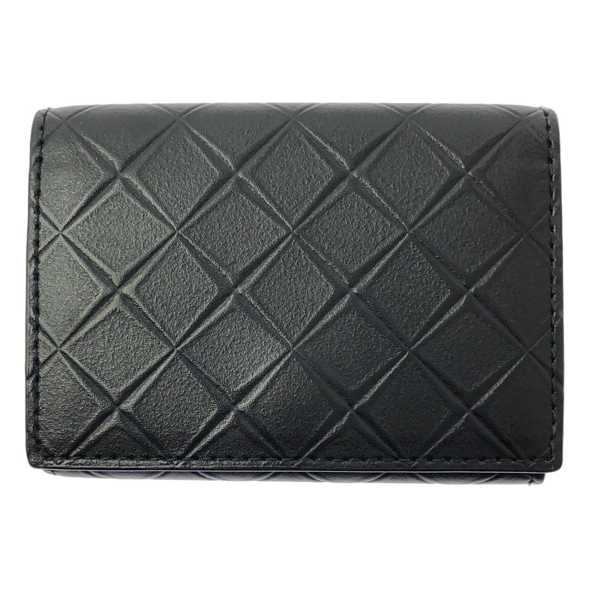 Bottega Veneta Leather Embossed Intrecciato Compact Wallet Black