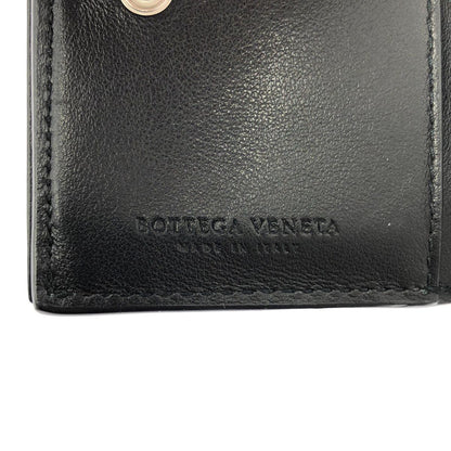 Bottega Veneta Leather Embossed Intrecciato Compact Wallet Black — view 4