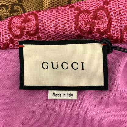 Gucci GG All Over Print Technical Jersey Coat S Brown Pink — view 5