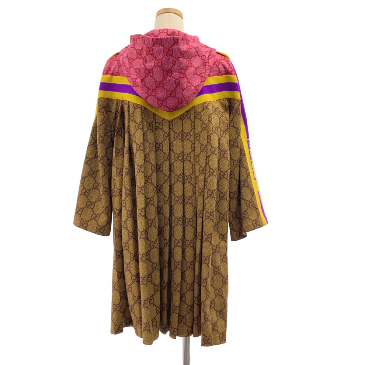 Gucci GG All Over Print Technical Jersey Coat S Brown Pink — view 4