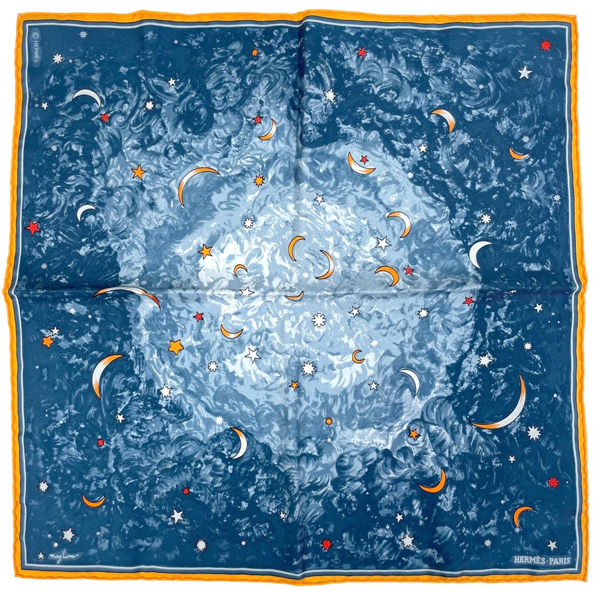 Hermes Petit Carre L'annee Des Etoiles Age Of Stars Scarf Silk Blue Yellow