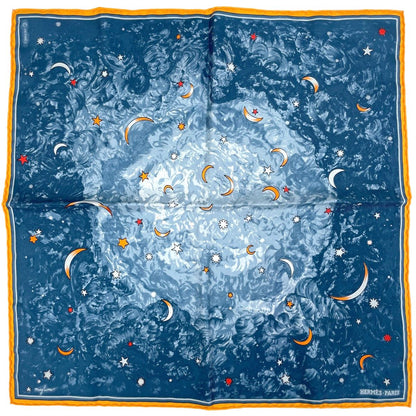 Hermes Petit Carre L'annee Des Etoiles Age Of Stars Scarf Silk Blue Yellow