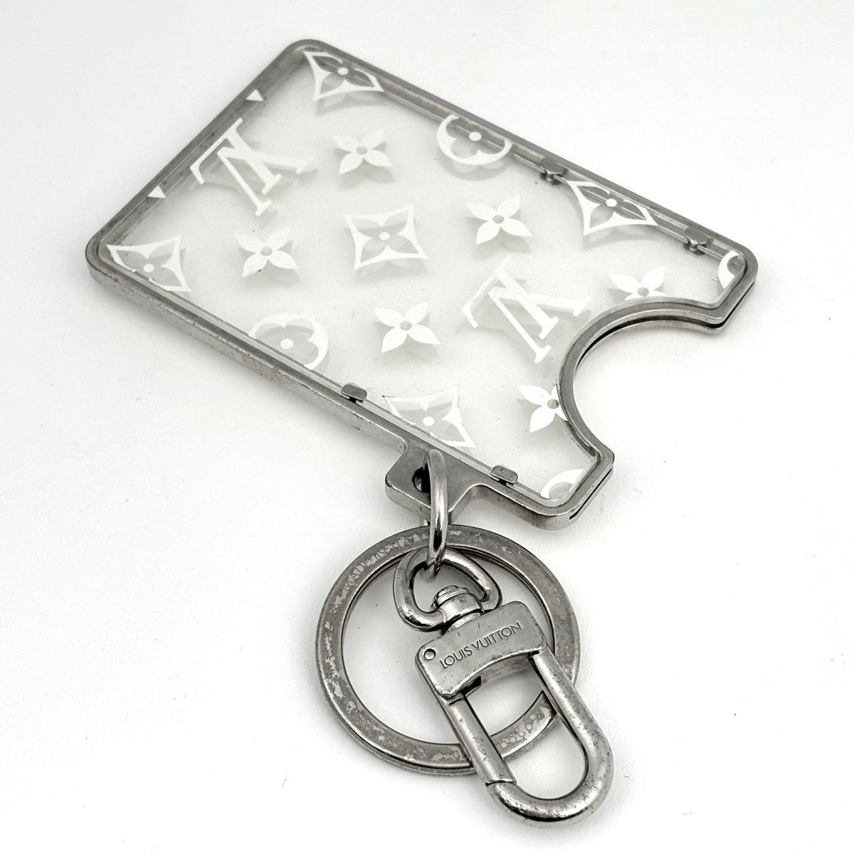 Louis Vuitton Cles LV Priz Key Holder ID Charm Card Case Plastic Clear White — view 2