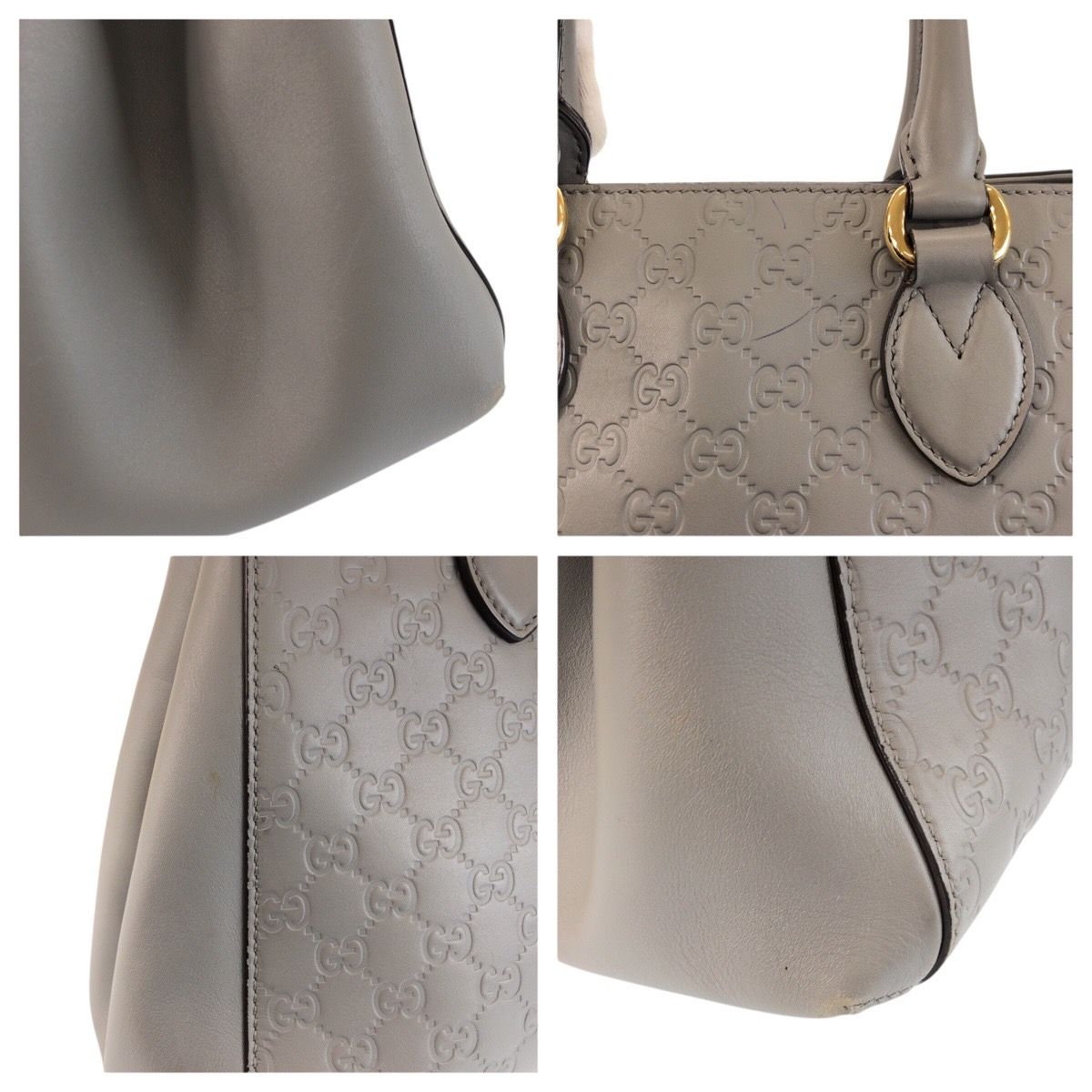 Gucci Guccissima Gray Gold Leather Tote Bag — view 5