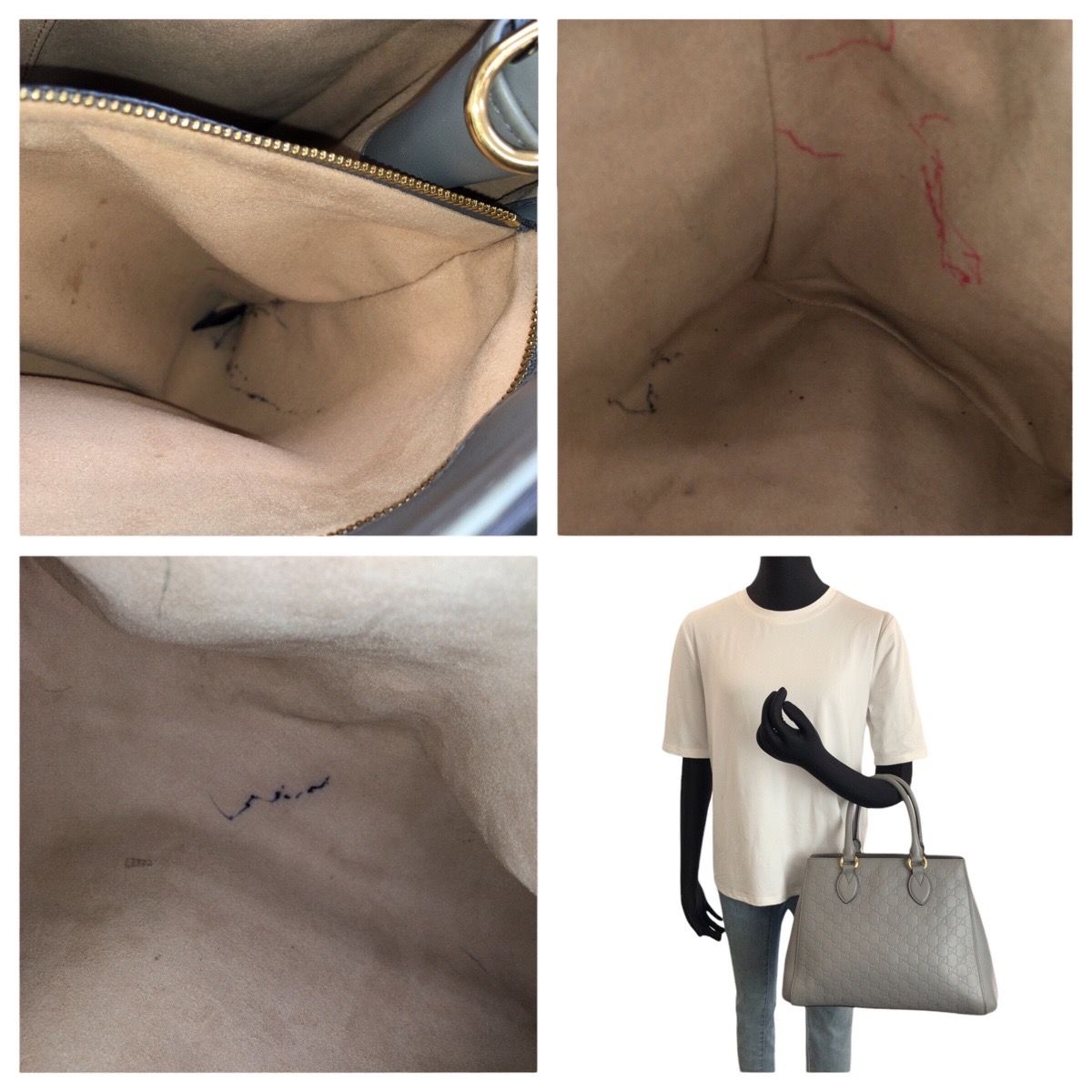 Gucci Guccissima Gray Gold Leather Tote Bag — view 7