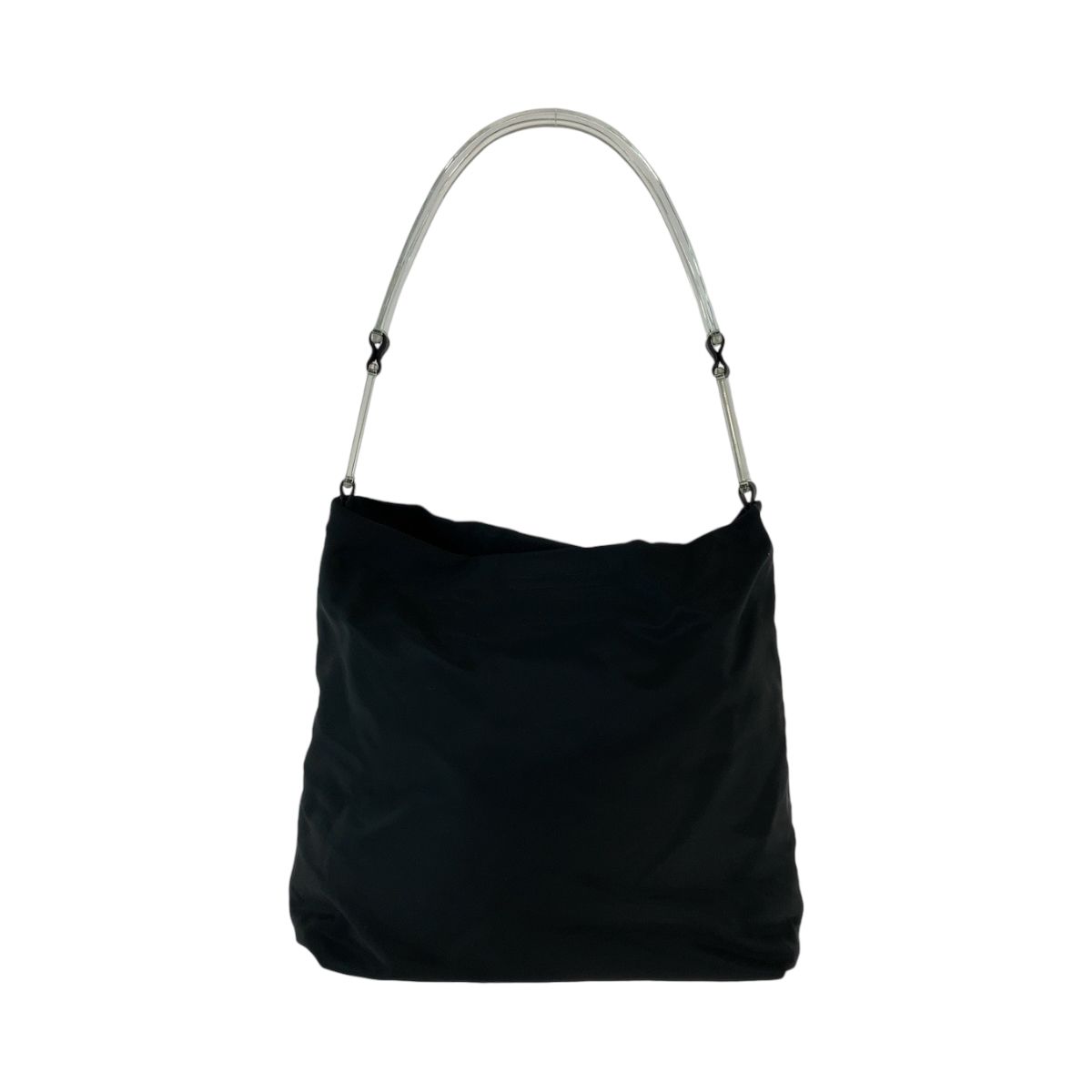 Prada Tessuto Plastic Handle Black Clear Nylon Hobo Shoulder Bag — view 2