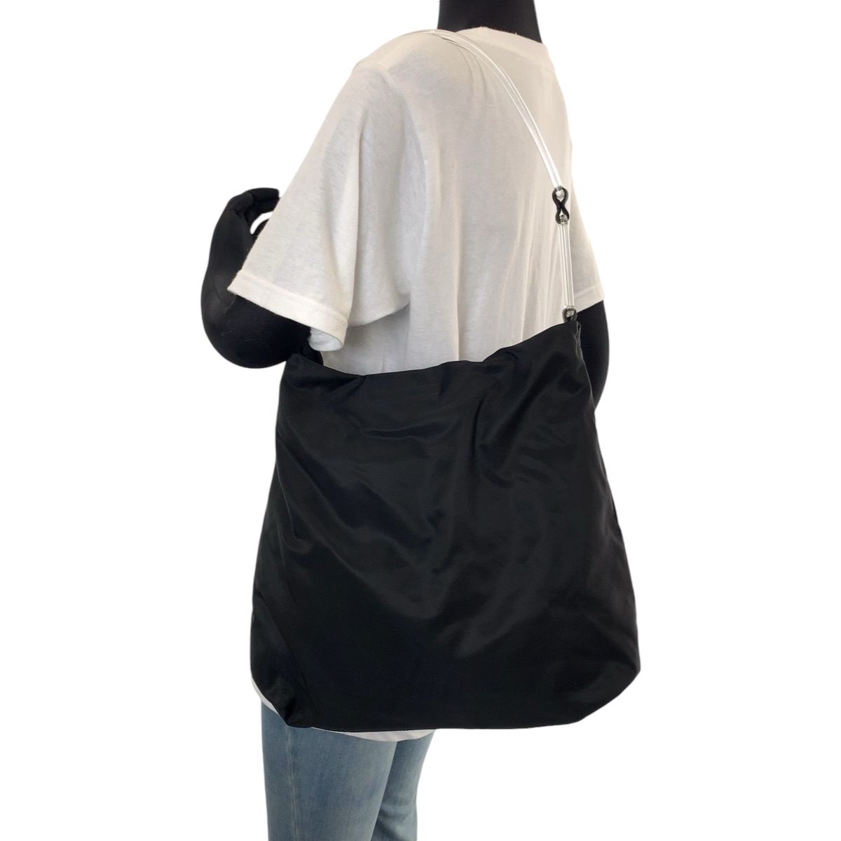 Prada Tessuto Plastic Handle Black Clear Nylon Hobo Shoulder Bag — view 7
