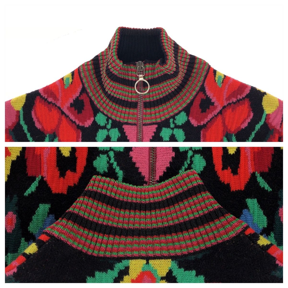 Gucci Floral Pattern XS Red Multicolor Wool Rayon Jacket Jamba — view 5