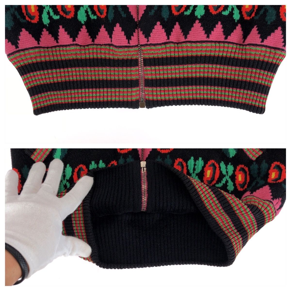 Gucci Floral Pattern XS Red Multicolor Wool Rayon Jacket Jamba — view 6