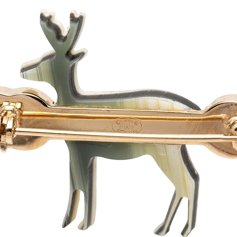 Chanel 01A CC Logo Reindeer Motif Brooch Gold Pink Multicolor Plastic Plated — view 3